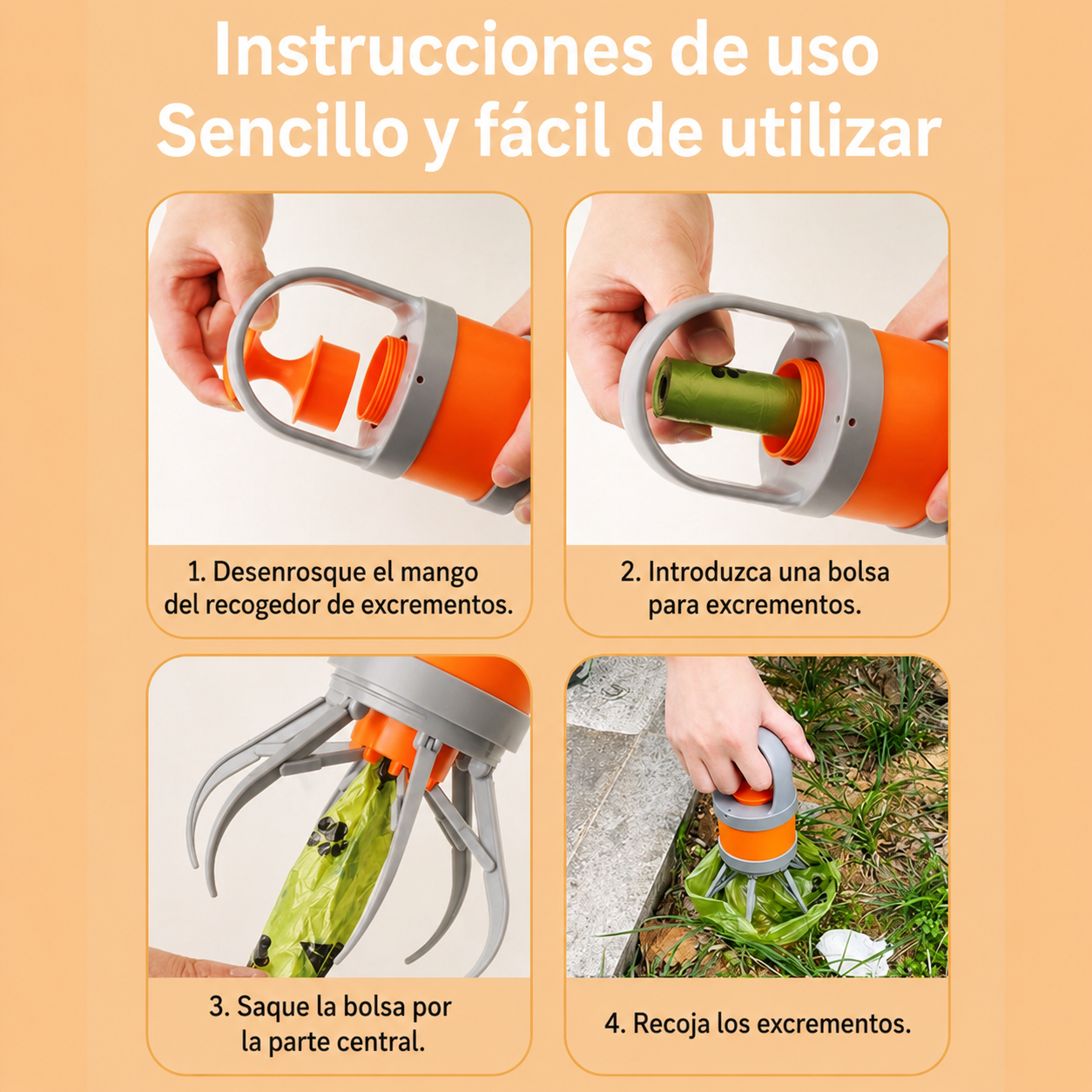 Recogedor de excrementos portátil para mascotas