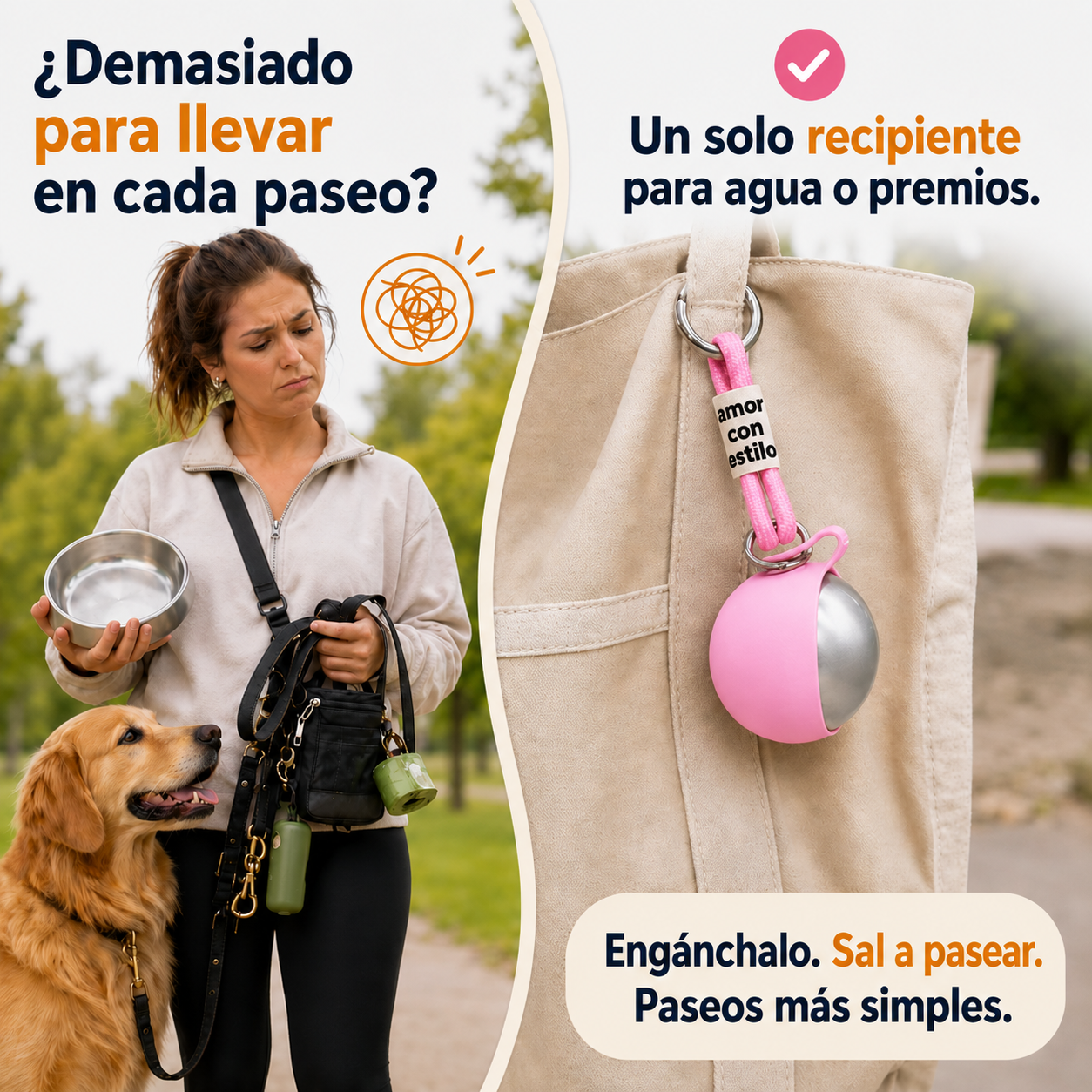 Botella Portátil 2 en 1 para Mascotas